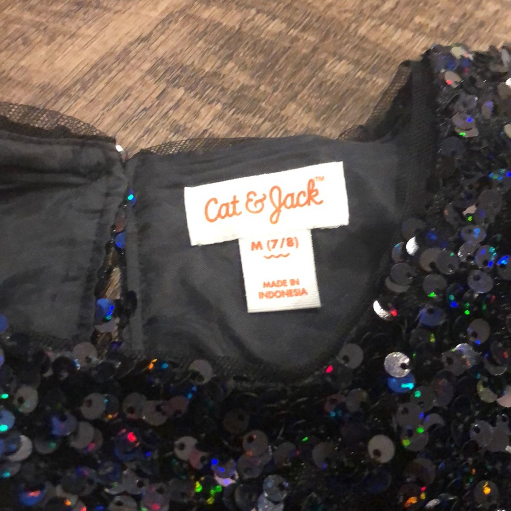 NWOT! Cat & Jack black sequin tulle dress - Picture 3 of 7